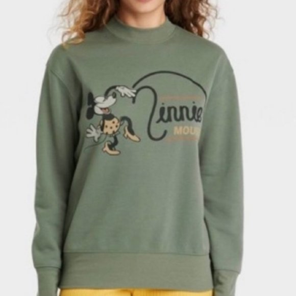 Disney Tops - Disney Parks Vintage Minnie Mouse Crewneck Olive Green